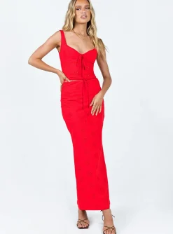 Princess Polly Flowerfields Maxi Skirt Red Best Sale