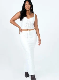Princess Polly Flowerfields Maxi Skirt  Ivory Discount