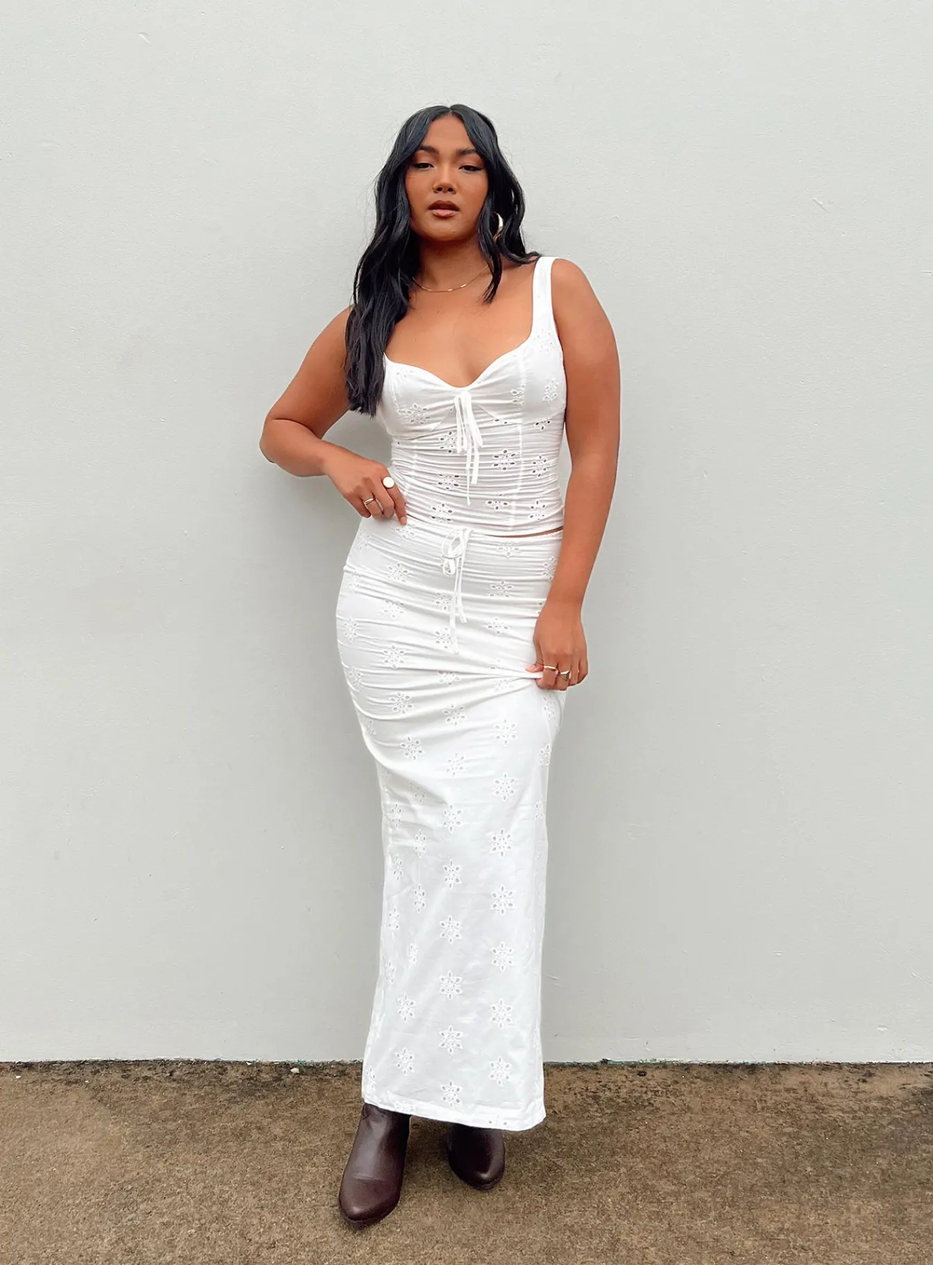 Princess Polly Flowerfields Maxi Skirt Ivory Discount