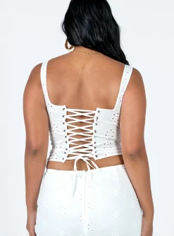 Princess Polly Flowerfields Top Ivory Clearance