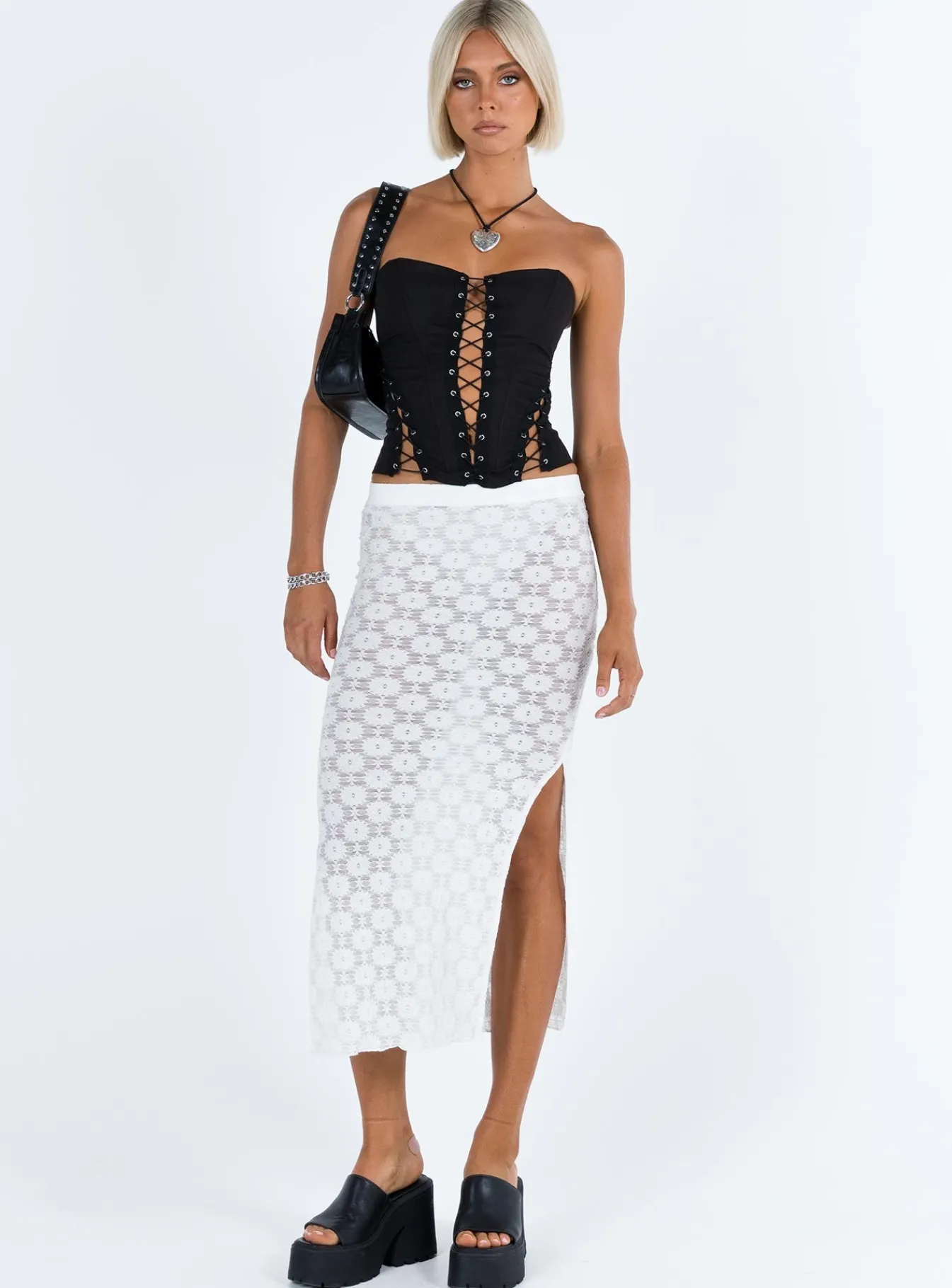 Princess Polly Focus On Yourself Midi Skirt White Shop