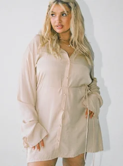 Princess Polly Forbidden Mini Dresscurve   Beige Clearance