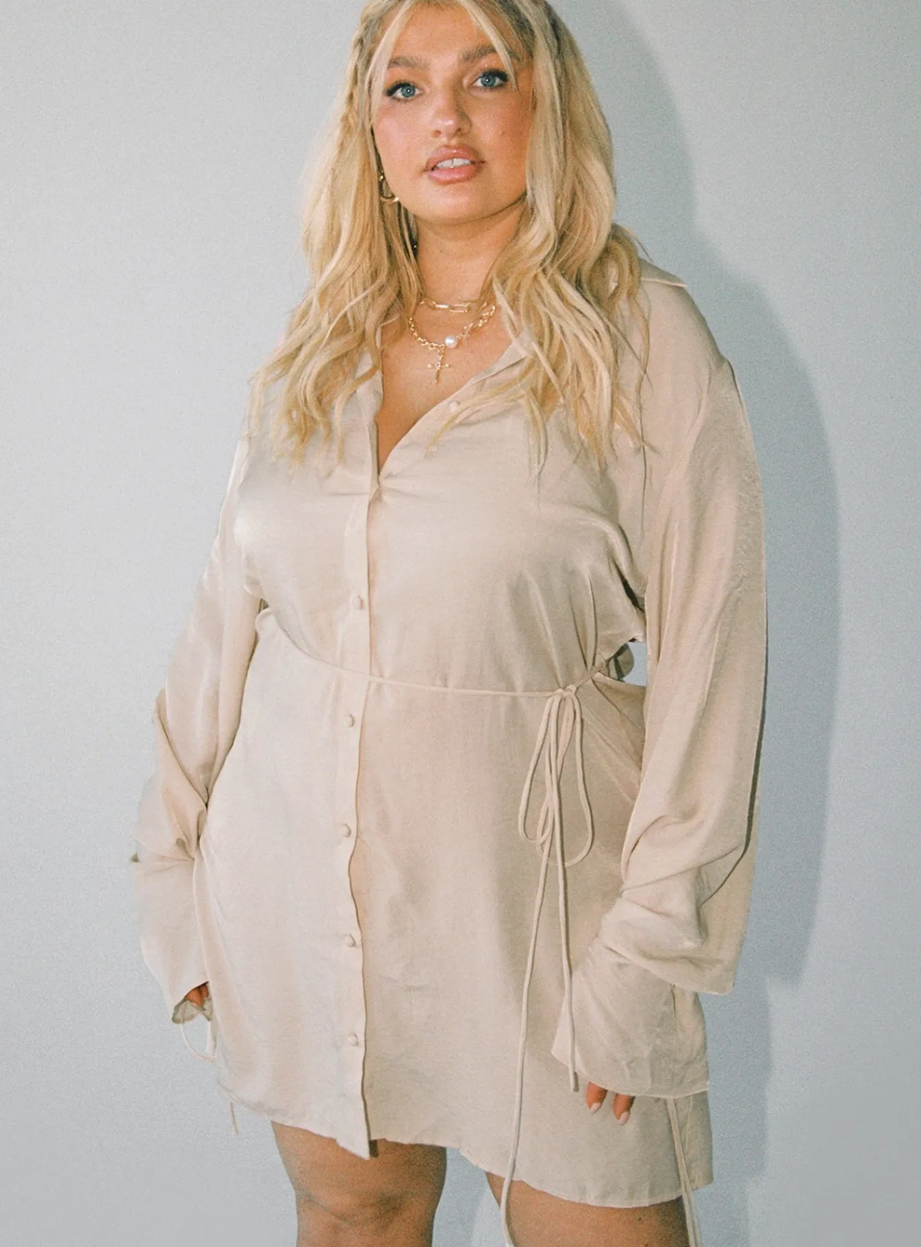Princess Polly Forbidden Mini Dresscurve Beige Clearance