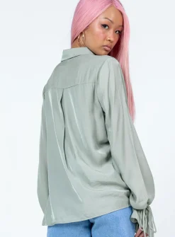 Princess Polly Forbidden Shirt Sage Outlet