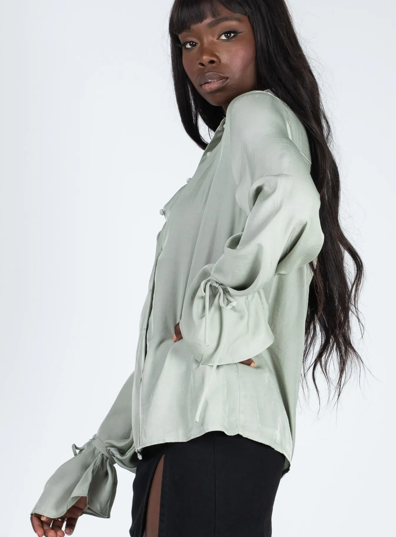 Princess Polly Forbidden Shirt Sage Outlet