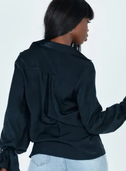 Princess Polly Forbidden Shirt  Black New