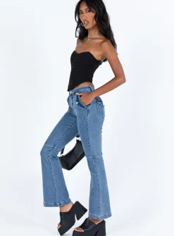 Princess Polly Formont Jeans Mid Wash Denim Blue Denim Online