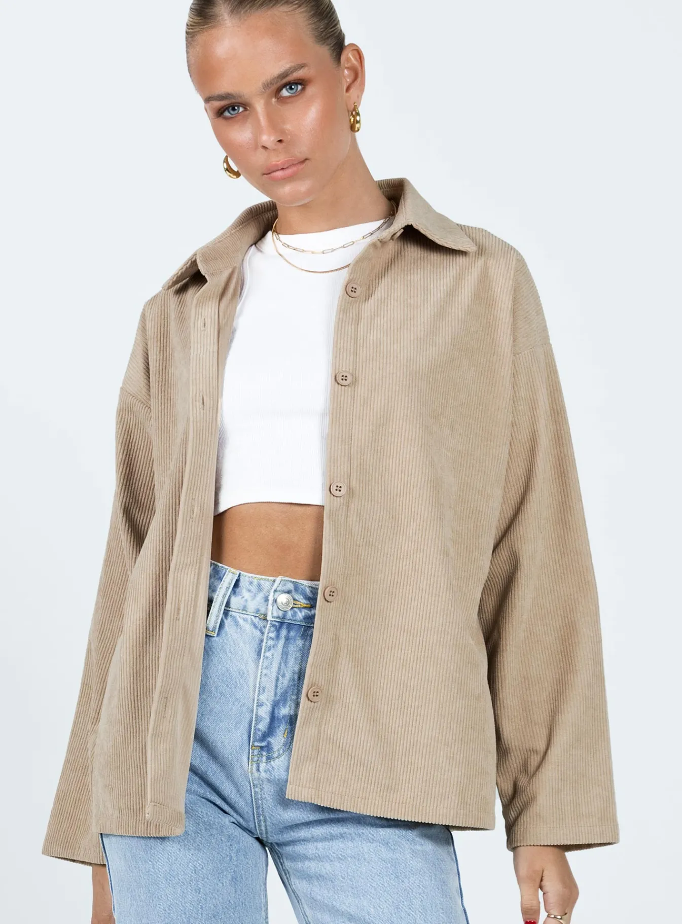 Princess Polly Frannie Corduroy Jacket Cream Hot