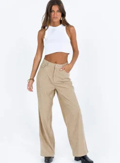 Princess Polly Frannie Corduroy Pants  Cream Sale
