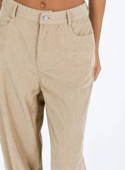 Princess Polly Frannie Corduroy Pants  Cream Sale