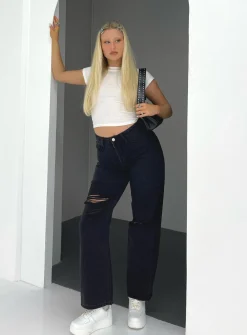 Princess Polly Fraya High Rise Boyfriend Jeans Denim   Black Hot