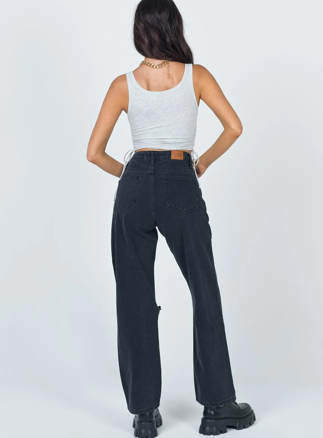 Princess Polly Fraya High Rise Boyfriend Jeans Denim Black Hot