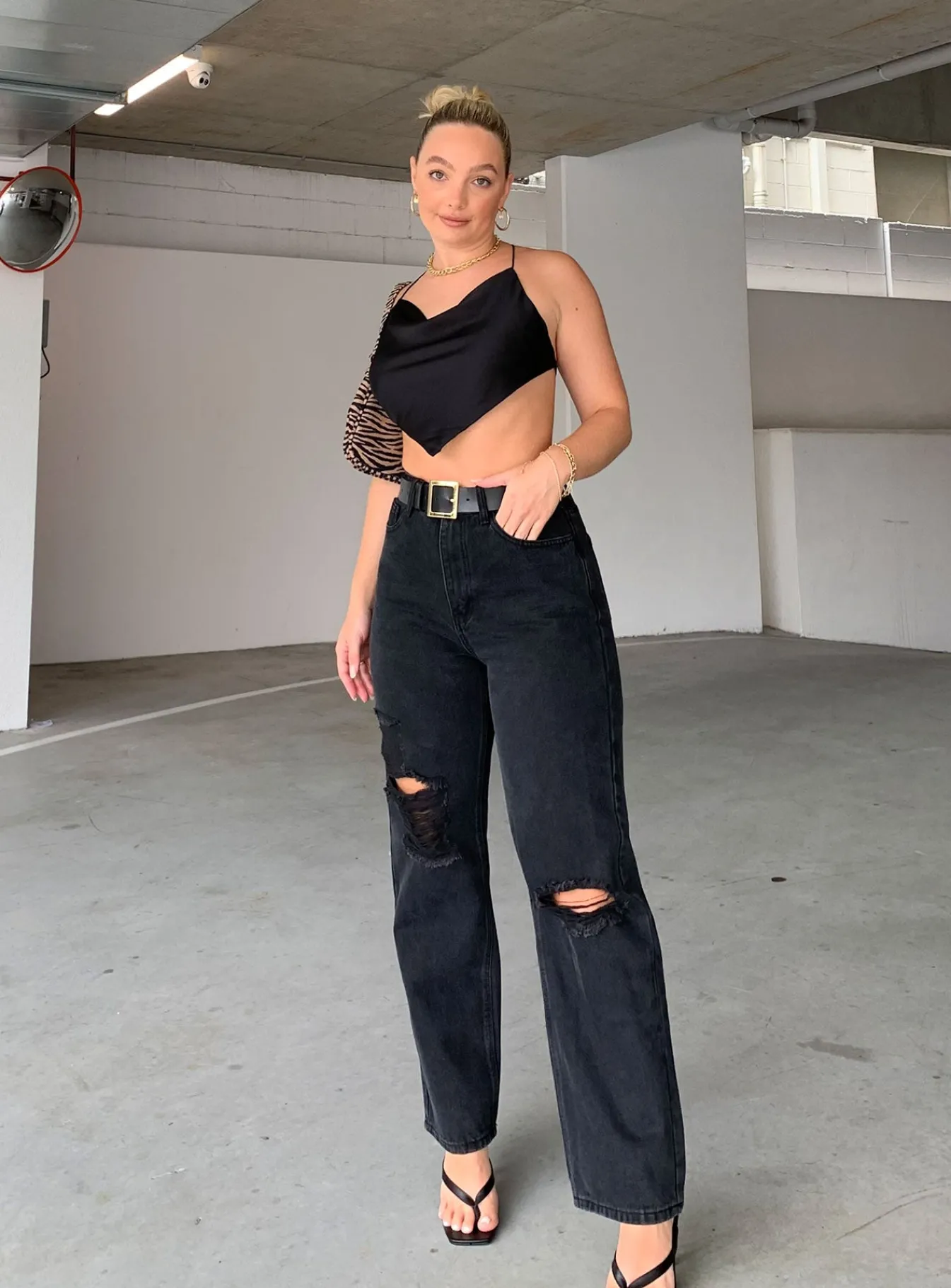 Princess Polly Fraya High Rise Boyfriend Jeans Denim Black Hot