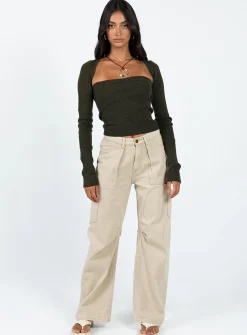 Princess Polly Freesia Two Piece Bolero Top Khaki Store