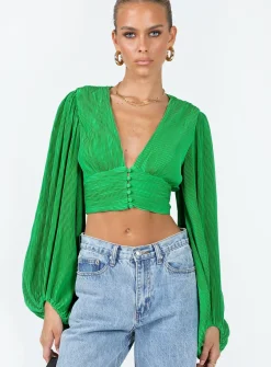 Princess Polly Fria Top  Green Clearance