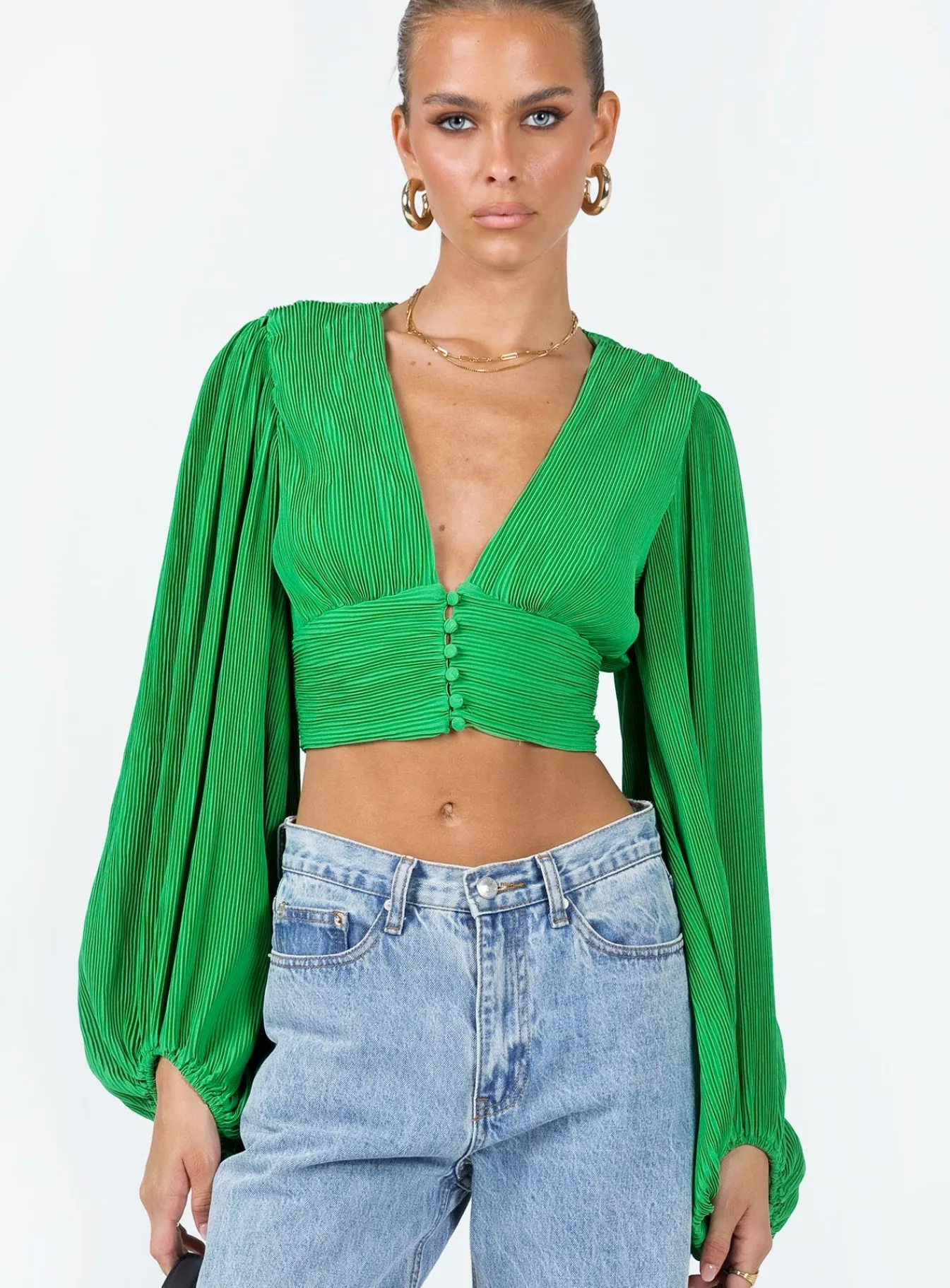 Princess Polly Fria Top Green Clearance