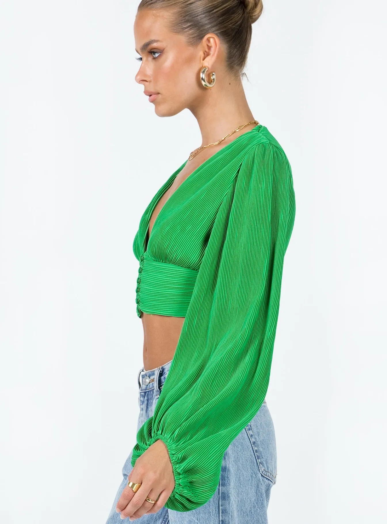 Princess Polly Fria Top Green Clearance