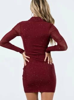 Princess Polly Friday Fever Mini Dress  Burgundy Best Sale