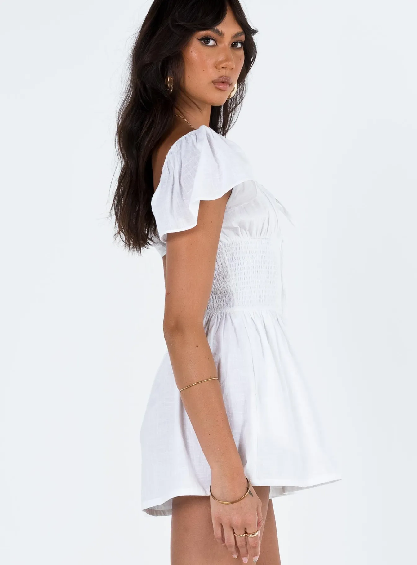 Princess Polly Front Row Romper Plain White Store