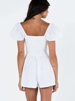 Princess Polly Front Row Romper Plain White Store