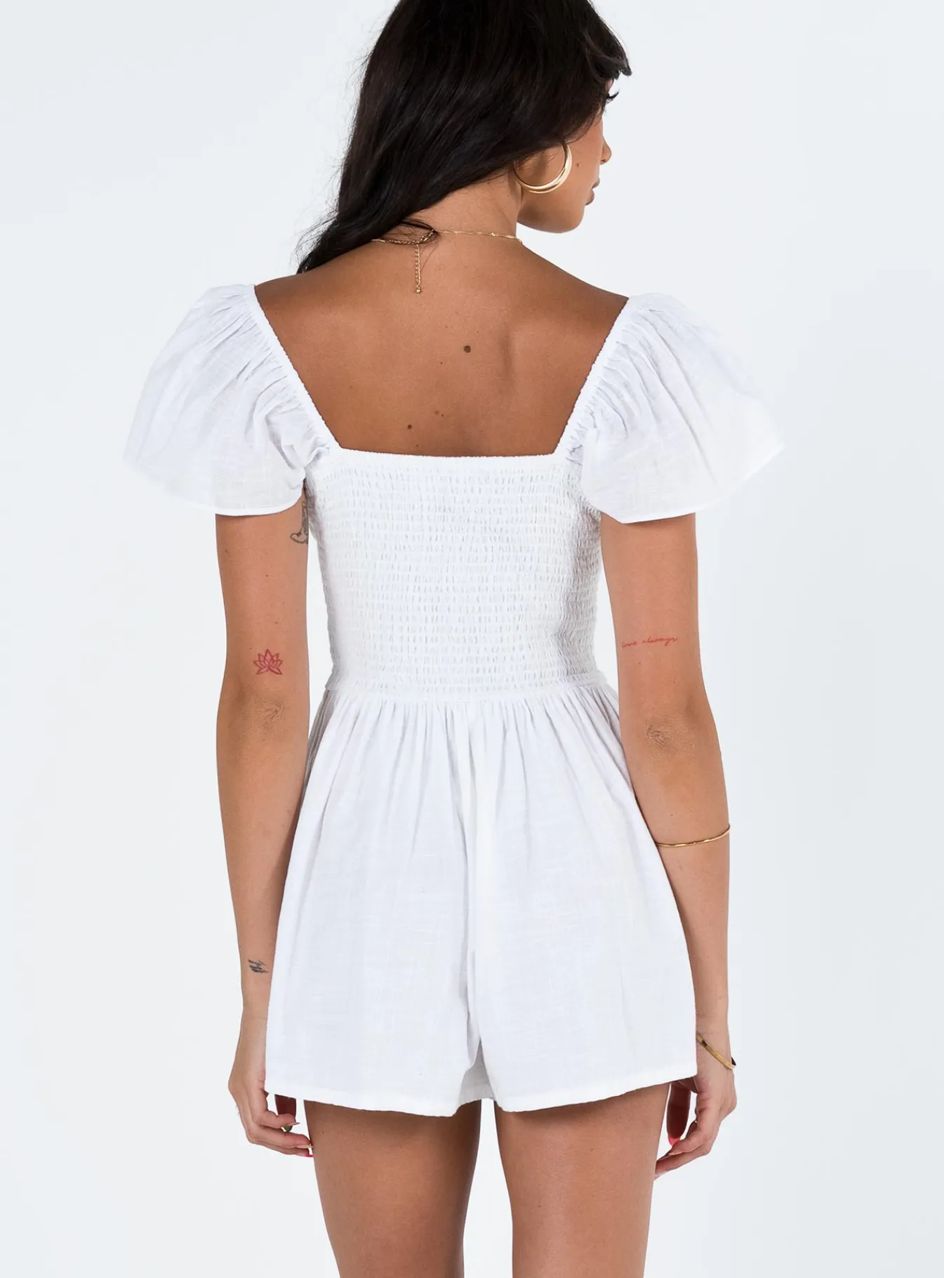 Princess Polly Front Row Romper Plain White Store