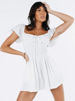 Princess Polly Front Row Romper Plain White Store