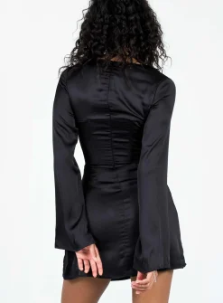 Princess Polly Gael Long Sleeve Mini Dress Black Fashion