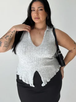 Princess Polly Galliniski Knit Topcurve   Grey Flash Sale