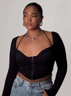 Princess Polly Galyn Long Sleeve Top  Black Cheap