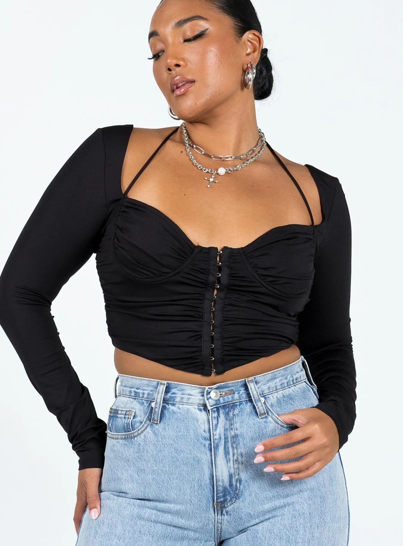 Princess Polly Galyn Long Sleeve Top Black Cheap