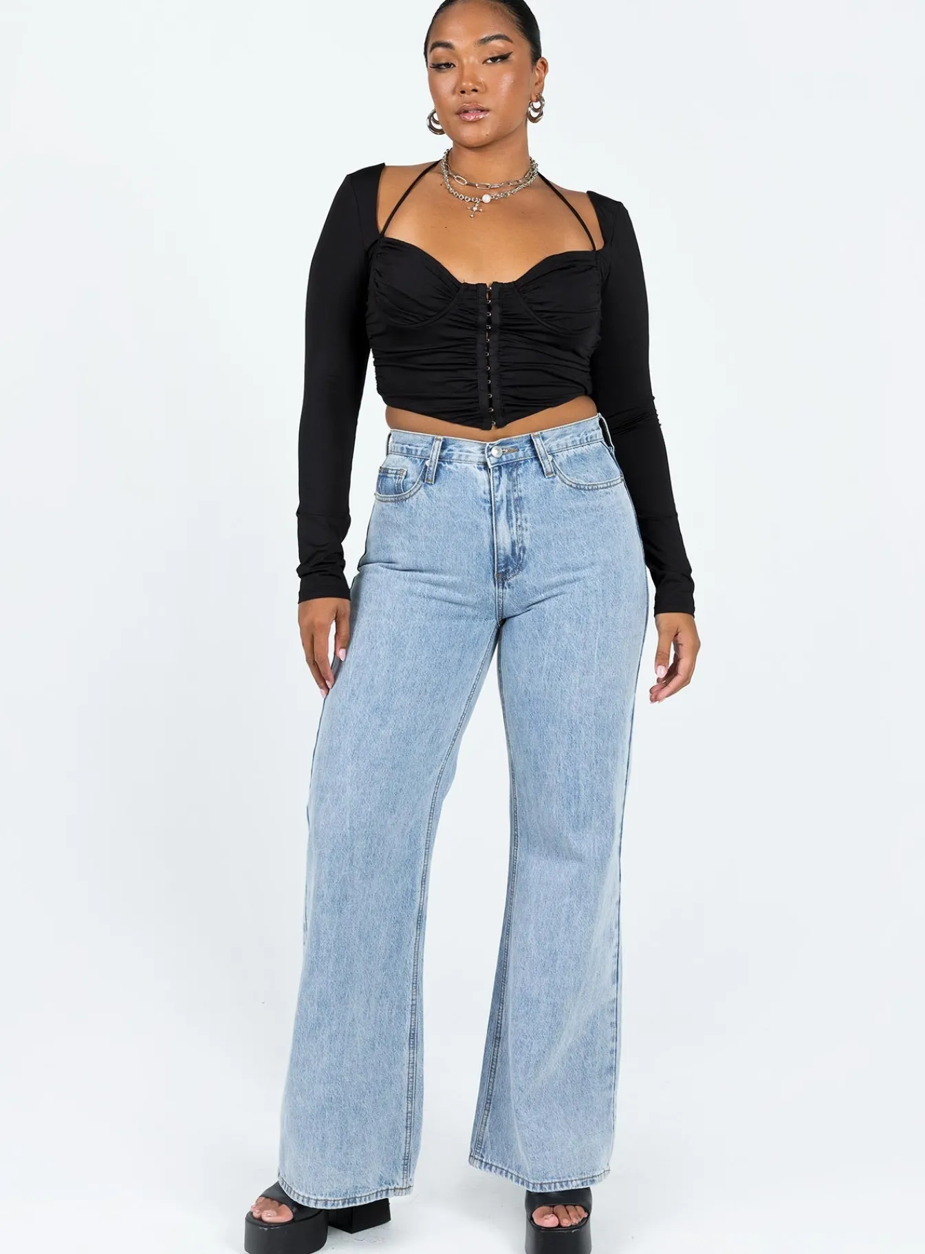 Princess Polly Galyn Long Sleeve Top Black Cheap