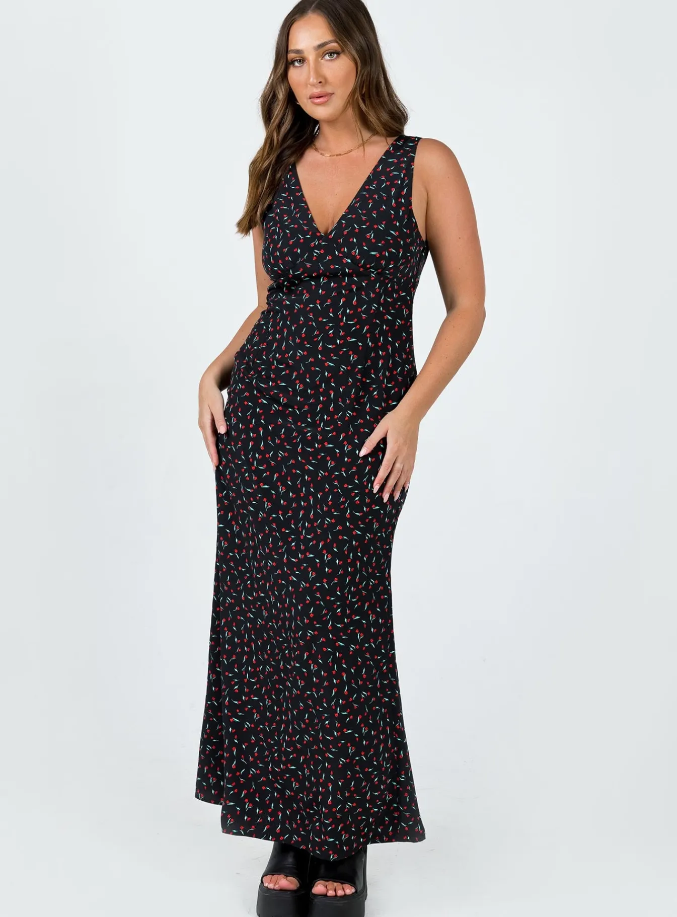 Princess Polly Garrick Maxi Dress/ Red Black Discount