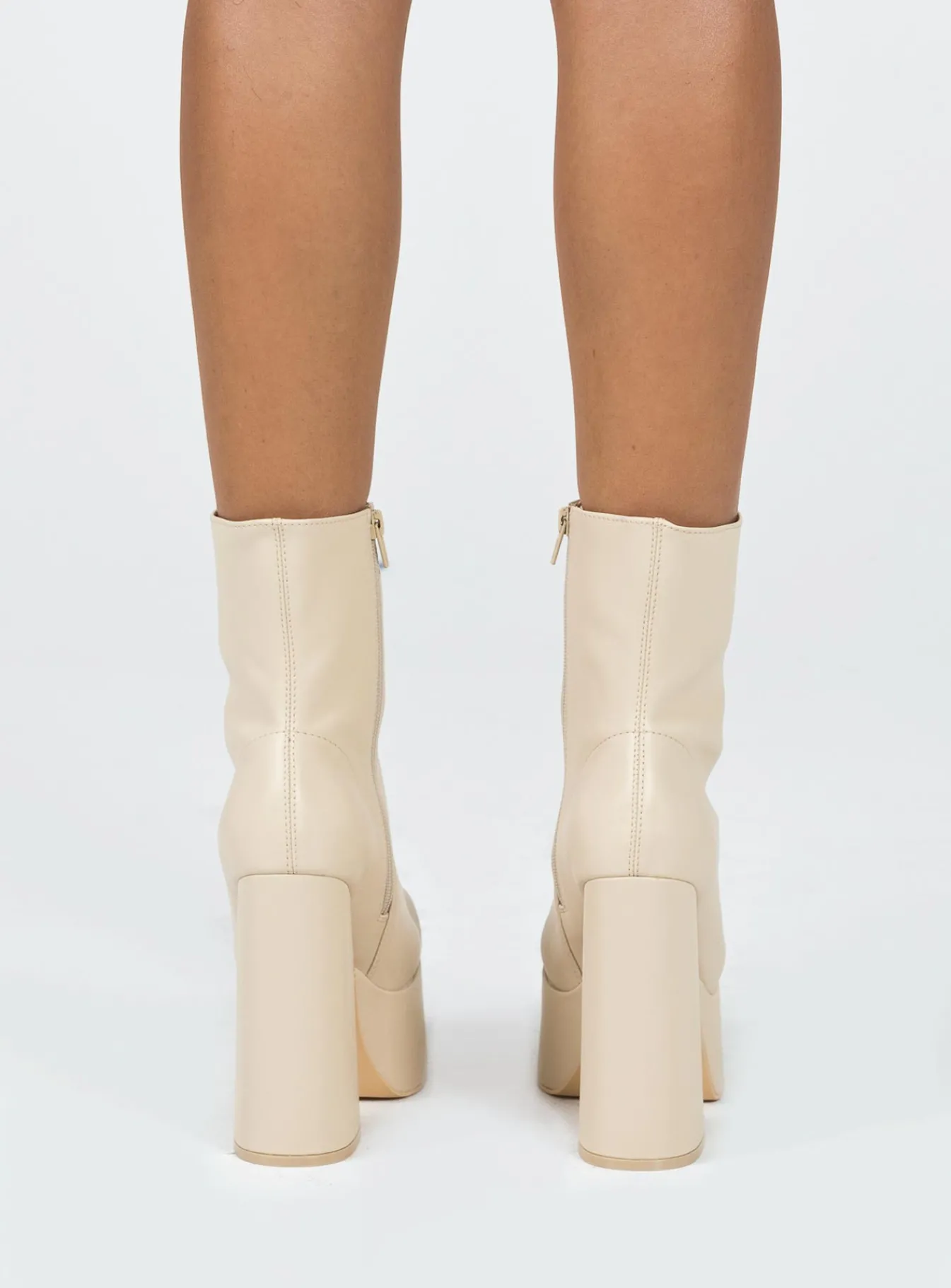 Princess Polly Garvie Platform Boots Cream Cheap