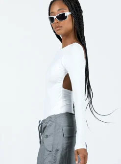 Princess Polly Gatewood Long Sleeve Bodysuit  White Flash Sale