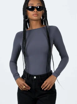 Princess Polly Gatewood Long Sleeve Bodysuit  Slate Sale