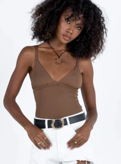 Princess Polly Gazel Bodysuit Brown Best Sale