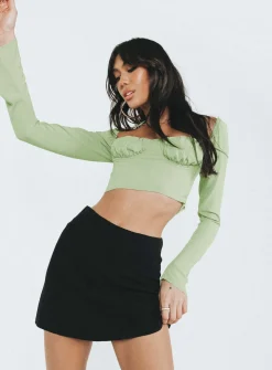 Princess Polly Geneve Long Sleeve Top  Green Cheap