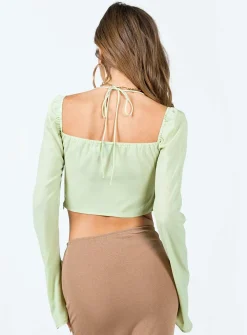 Princess Polly Geneve Long Sleeve Top Green Cheap