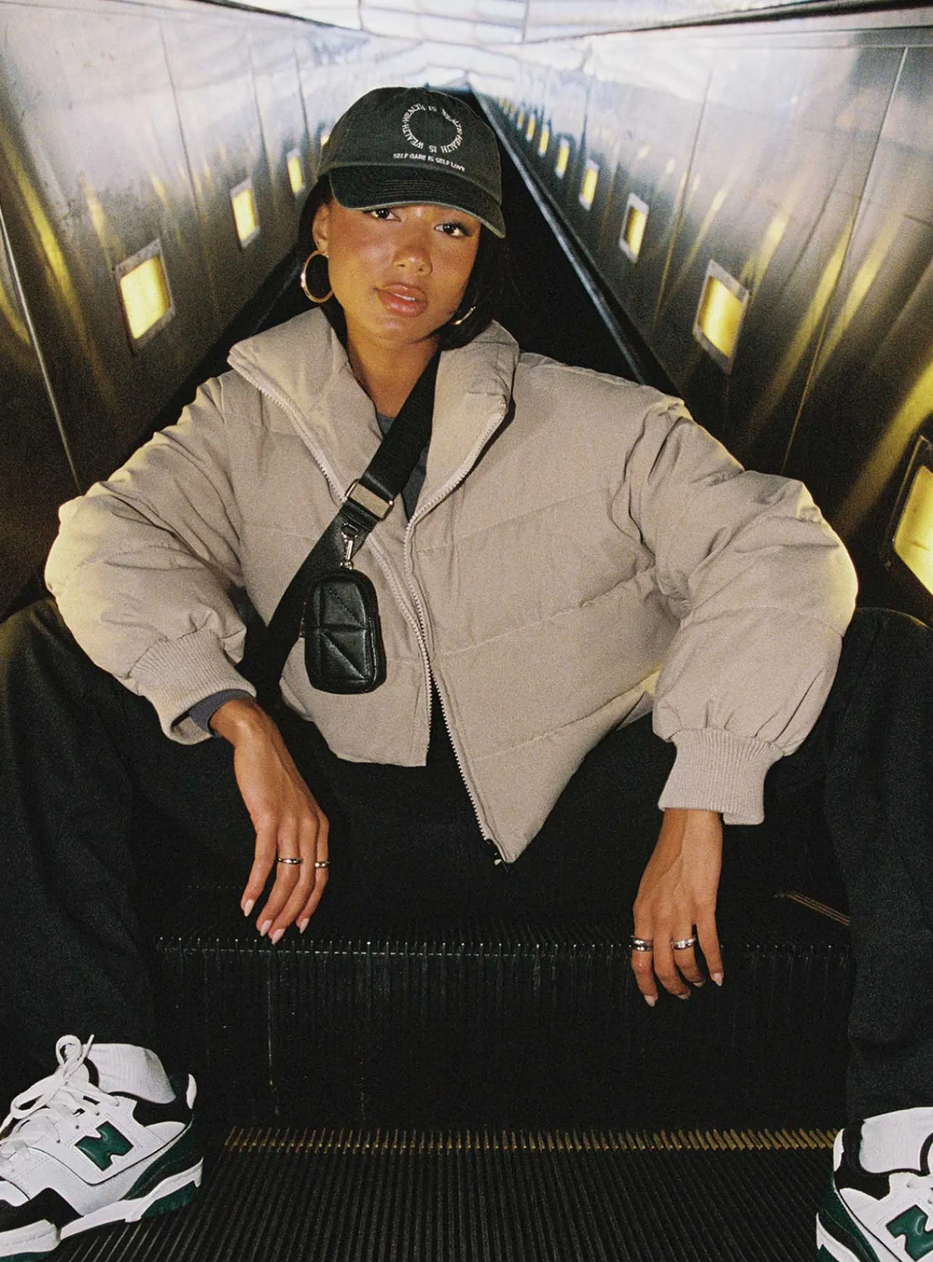 Princess Polly Georgia Cropped Puffer Jacket Beige Outlet