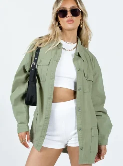 Princess Polly Germaine Cargo Shacket  Khaki Best