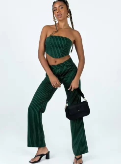 Princess Polly Gerri Setstripe   Green Clearance
