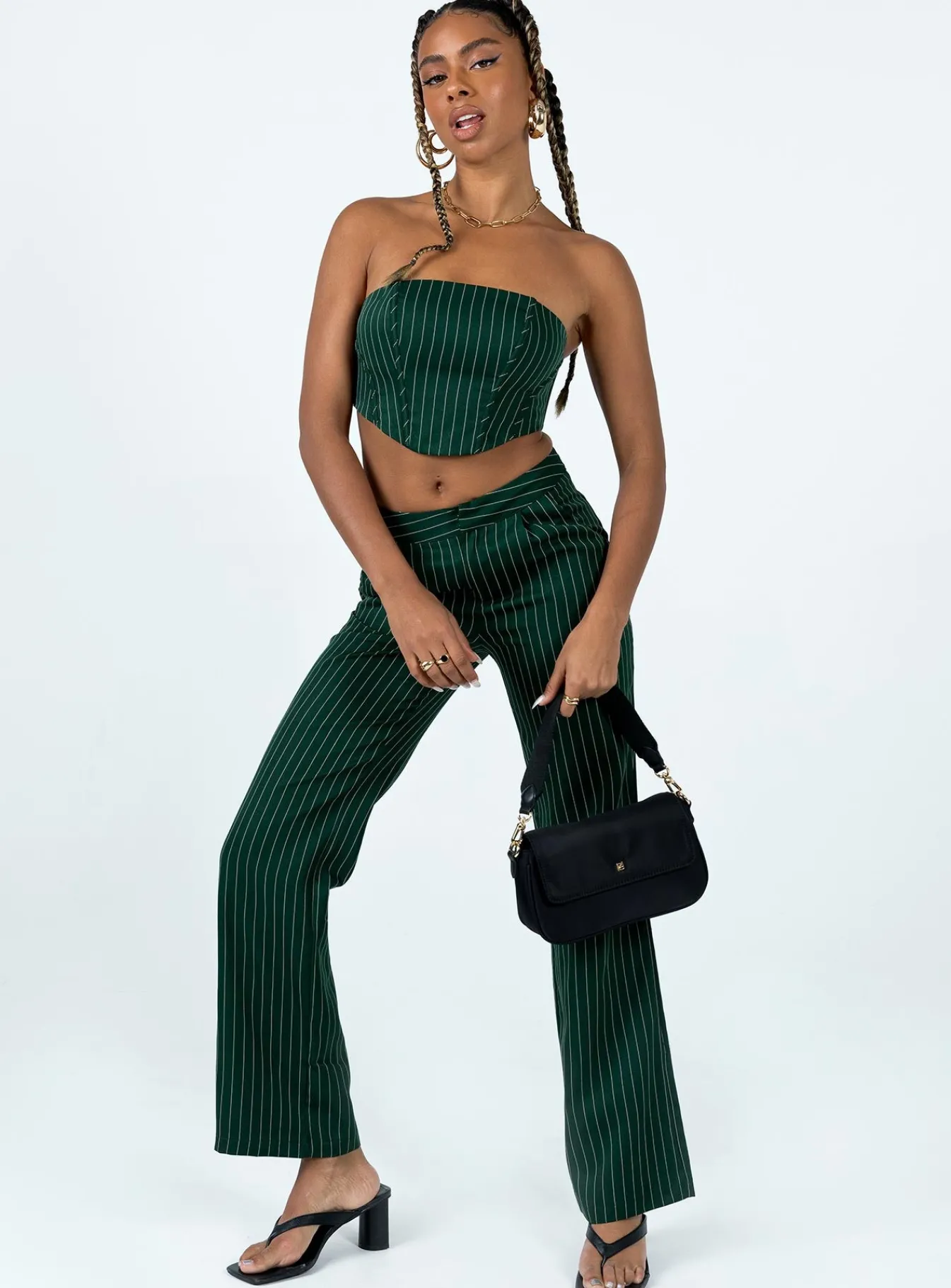 Princess Polly Gerri Setstripe Green Clearance