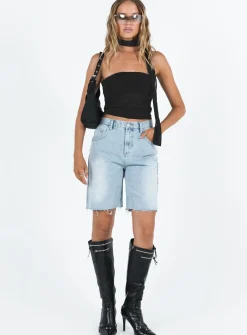 Princess Polly Get It Shorts Light Wash  Denim Outlet