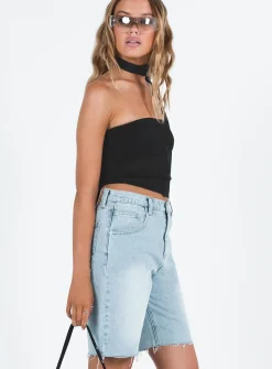 Princess Polly Get It Shorts Light Wash  Denim Outlet