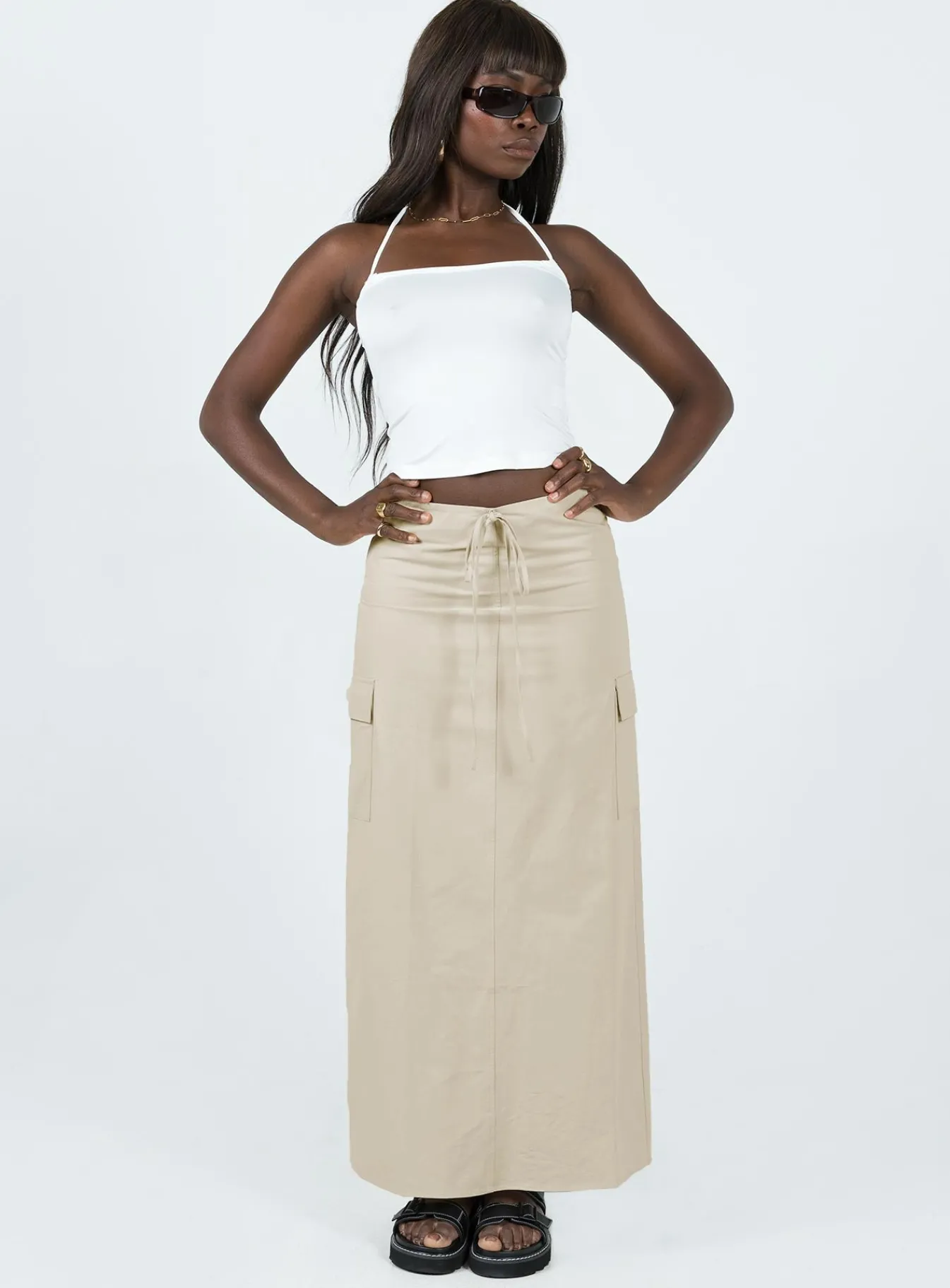 Princess Polly Giddings Cargo Maxi Skirt Beige Shop