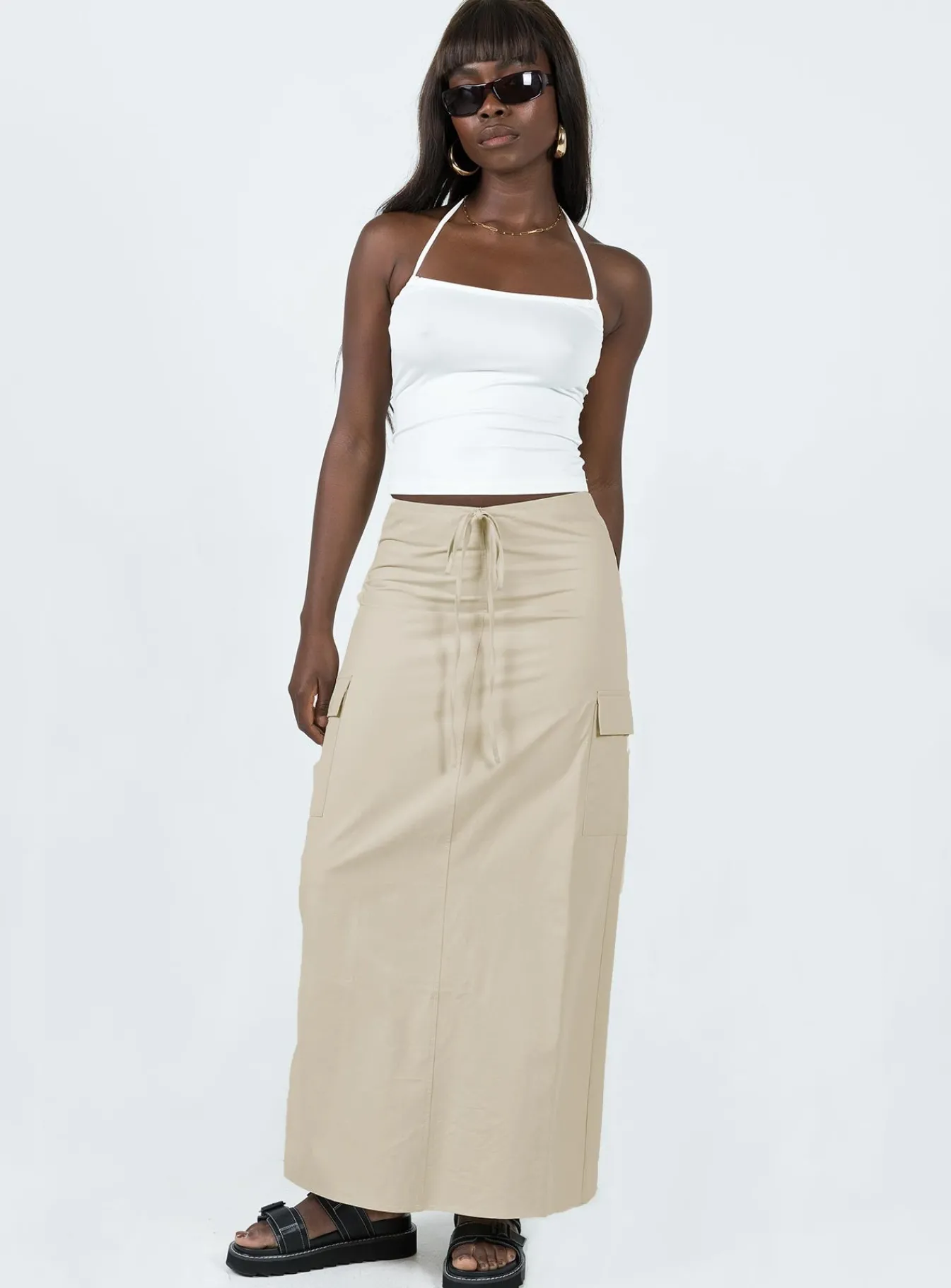Princess Polly Giddings Cargo Maxi Skirt Beige Shop
