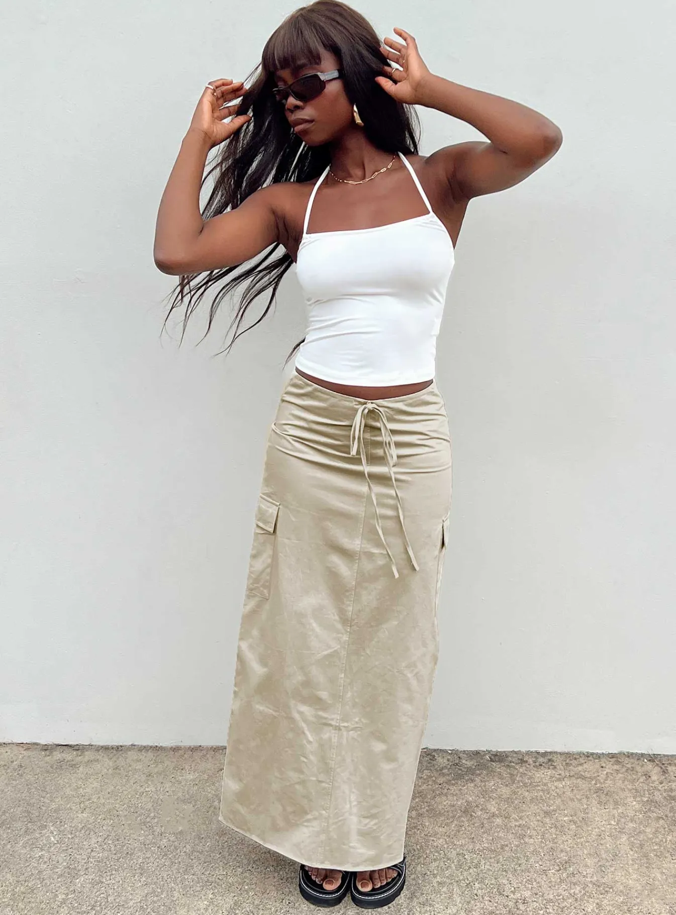 Princess Polly Giddings Cargo Maxi Skirt Beige Shop