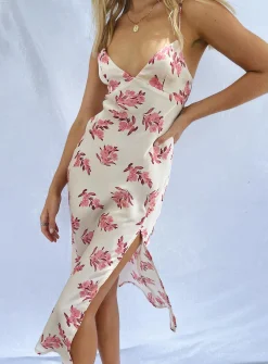 Princess Polly Gigi Midi Dress/ Pink Floral   Cream Fashion
