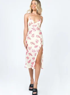 Princess Polly Gigi Midi Dress/ Pink Floral Cream Fashion