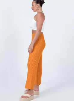 Princess Polly Ginny Ribbed Knit Pants Orange Store